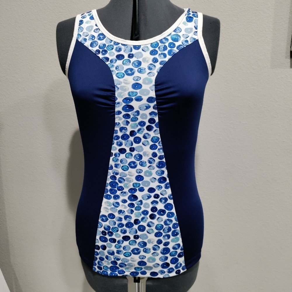 Tail women's blue white tennis tank size Small